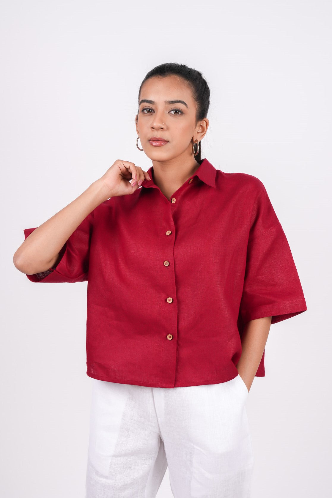 Linen Crop Shirt.